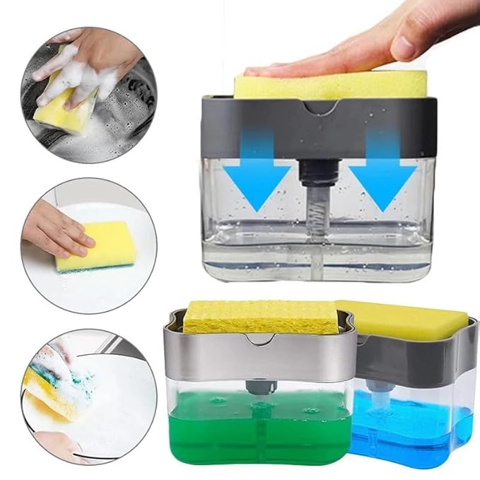 2 in 1 Soap Dispenser with Sponge for Kitchen Cleaning- 400 ML