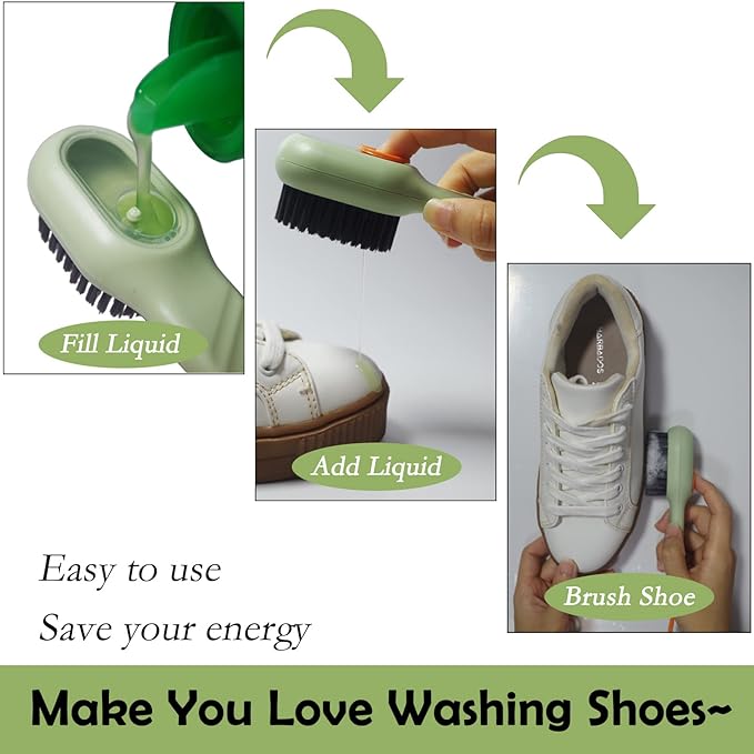 Multifunctional Liquid Shoe Brush with Soap Dispenser and Handle