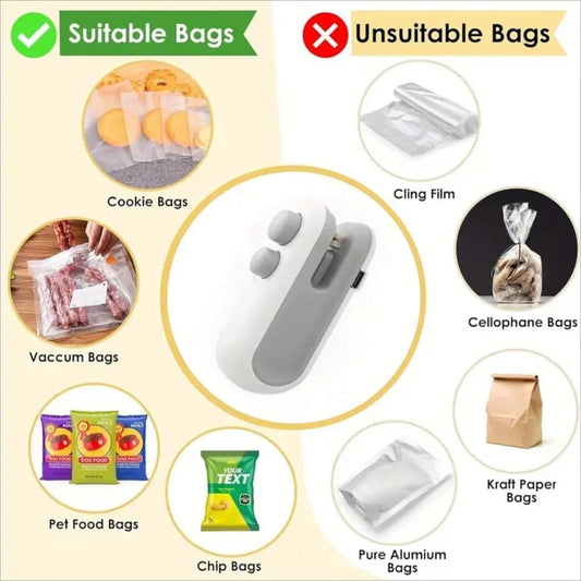 Mini Portable Bag Sealer for Chips Snacks Food Packets