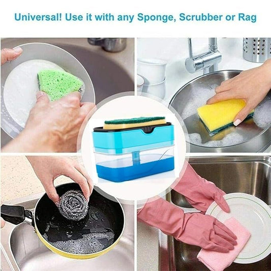 2 in 1 Soap Dispenser with Sponge for Kitchen Cleaning
