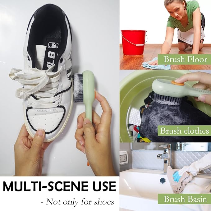 Multifunctional Liquid Shoe Brush with Soap Dispenser and Handle