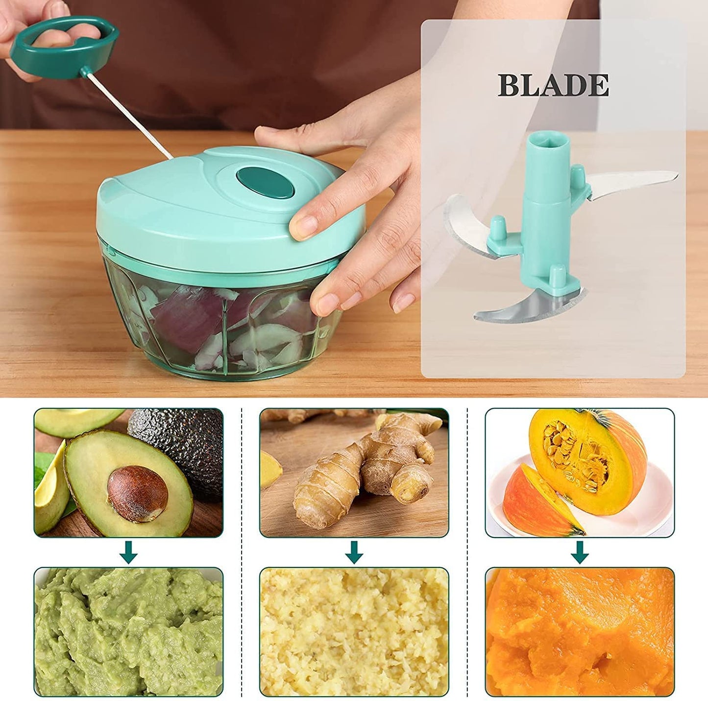 Mini Vegetable Chopper Cutter with 3 Sharp Blades Kitchen Tool