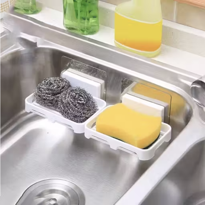 Multipurpose Wall Mount Bathroom Shelf with Soap Dish & Organizer Set (Pack of 2)