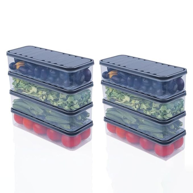Plastic Fridge Organizer Containers Set of 6 for Kitchen Storage