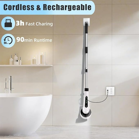 Electric Spin Scrubber with 9 Brush Heads for Deep Cleaning