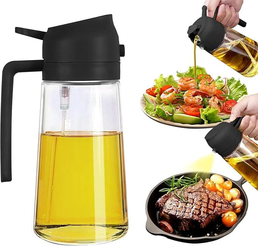 Premium Glass Oil Spray Bottle 2-in-1 Kitchen Dispenser 500ml